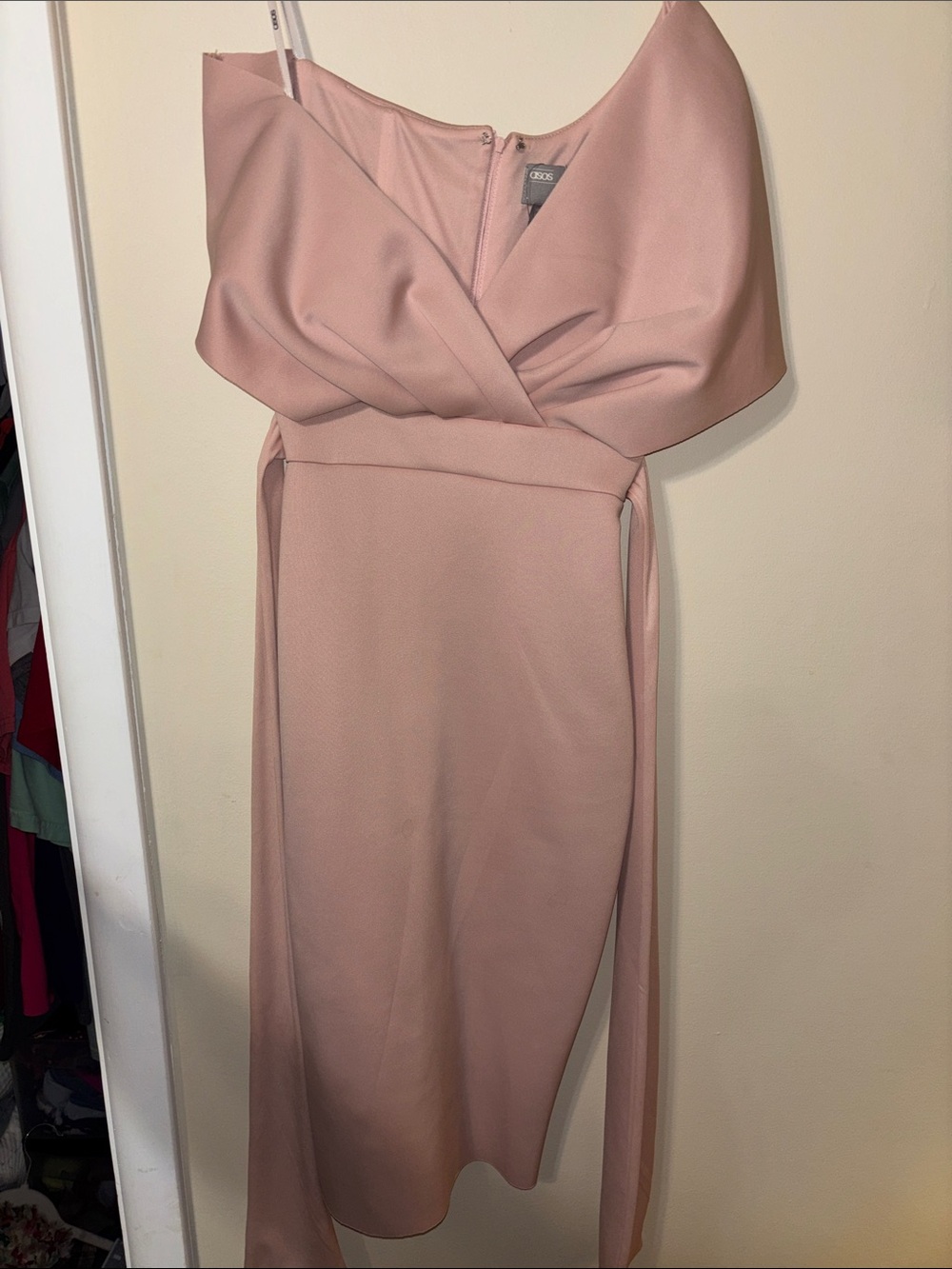 ASOS Dusty Pink Twist Wrap Midi Dress
